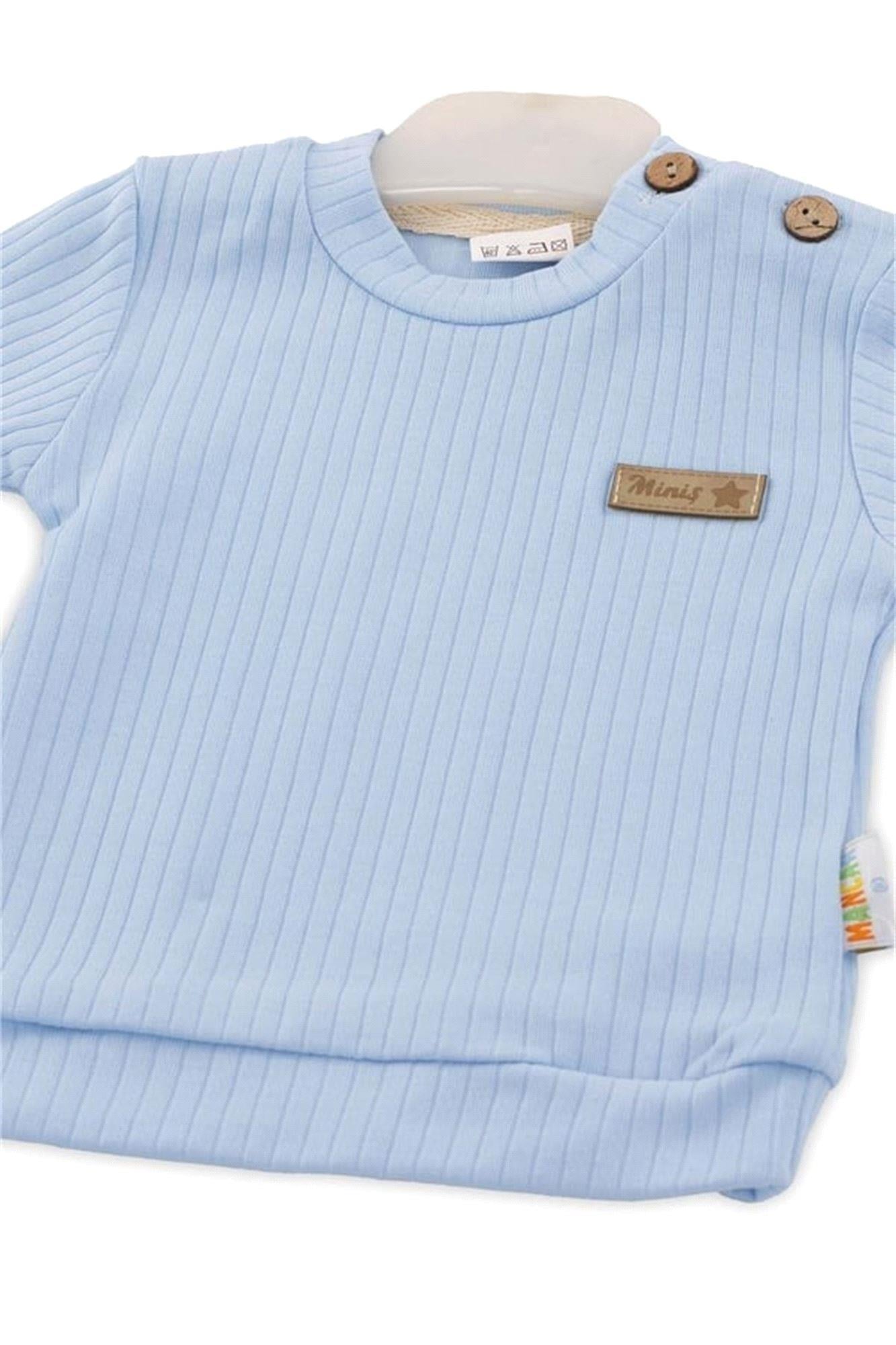 Kinder Baby Miniş Bebe Fitilli Pamuklu Bebek Takımı İndigo 1093