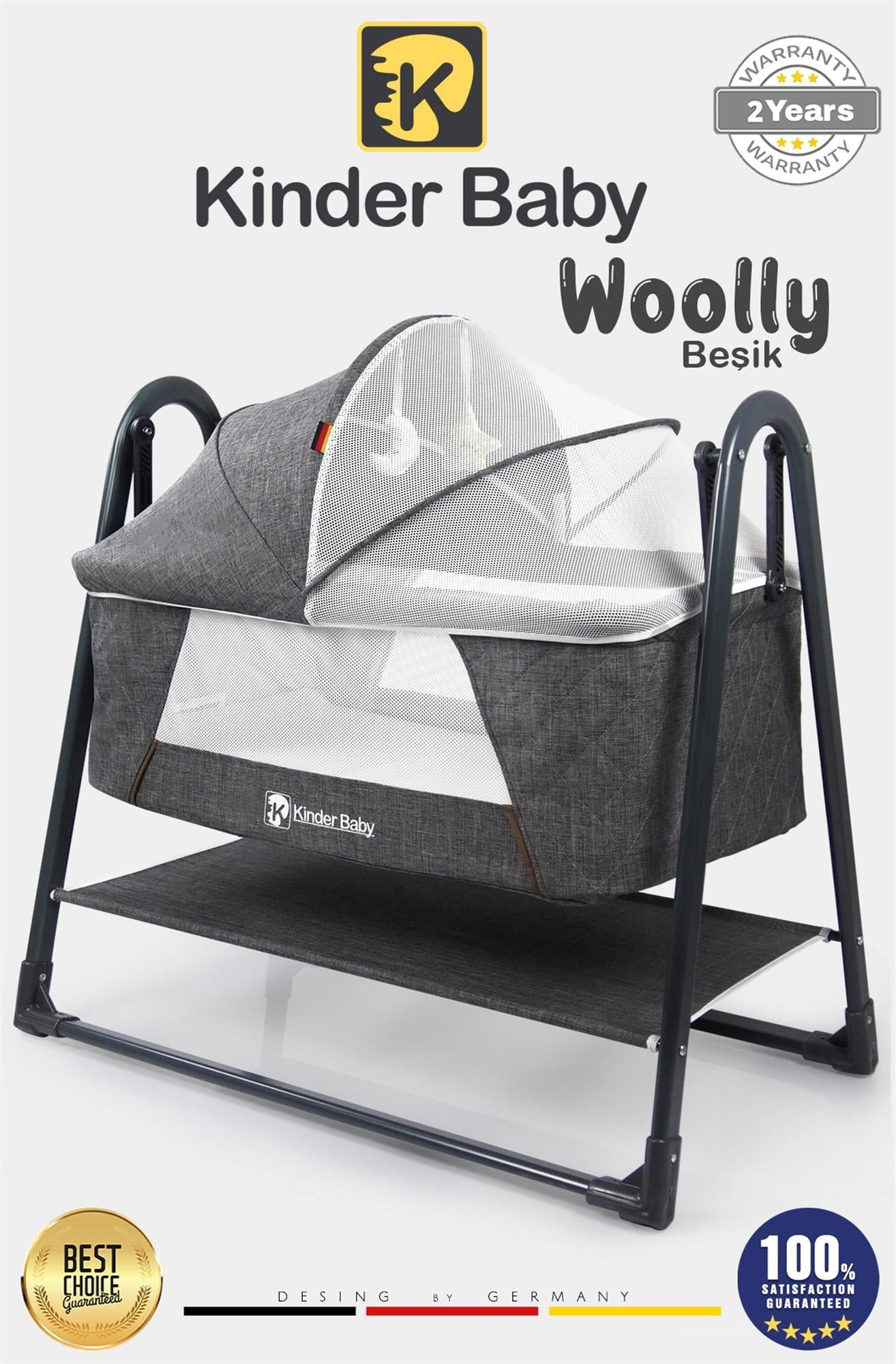 Kinder Baby Woolly Portatif Sallanır Anne Yanı Beşik Antrasit Knd1020