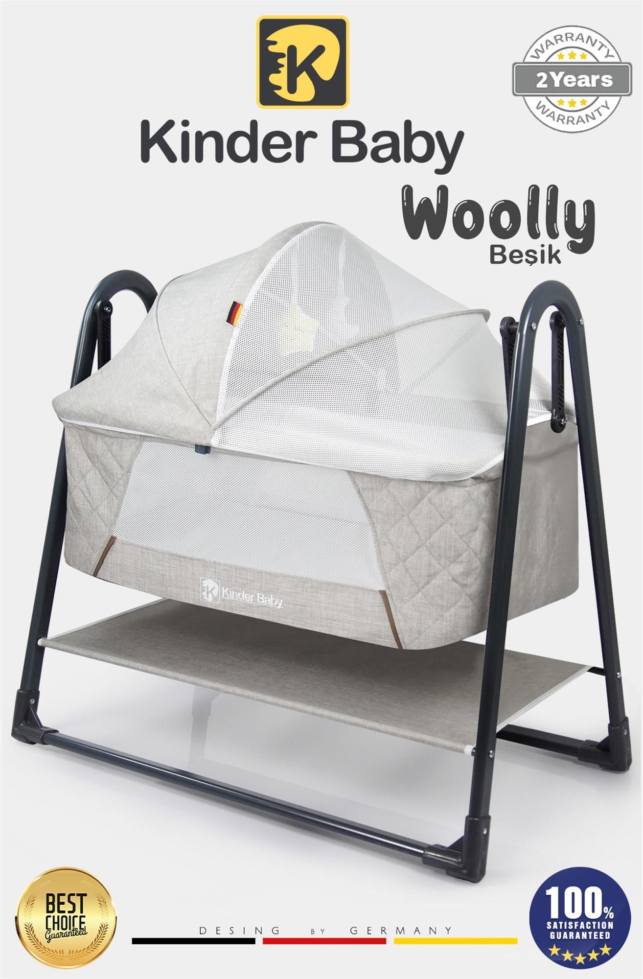 Kinder Baby Woolly Portatif Sallanır Anne Yanı Beşik Gri Knd1020