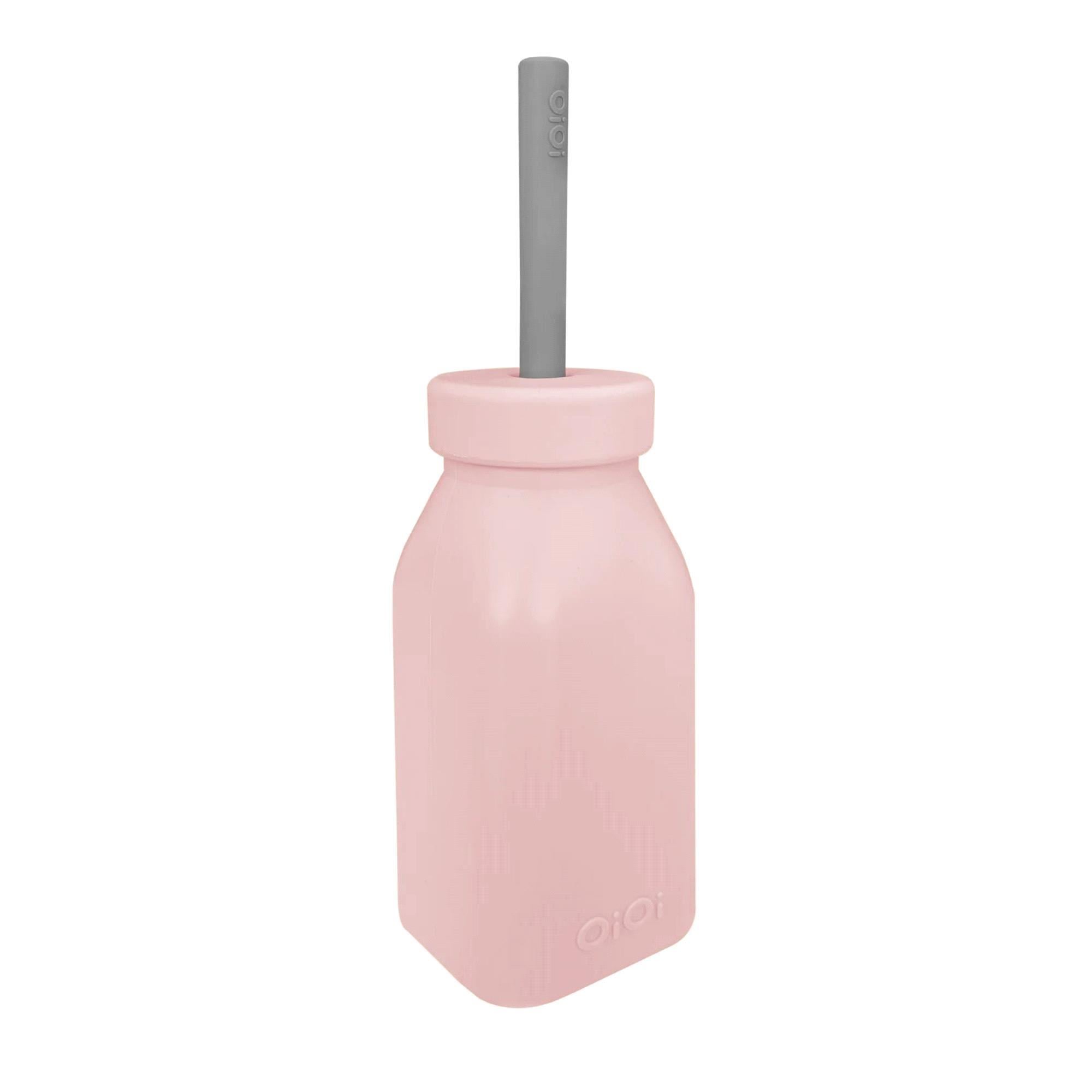 Oioi Silikon Şişe+Pipet Pinky Pink/Powder Grey 01240008