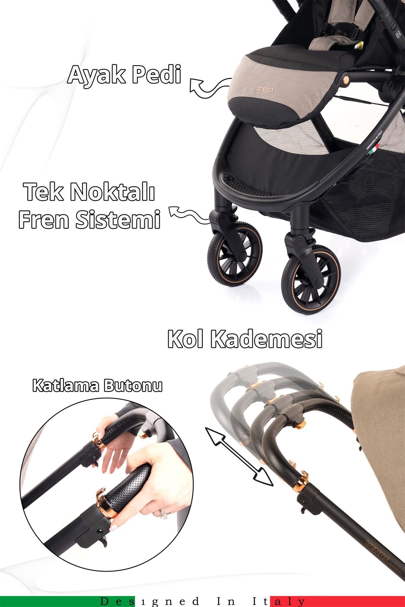 Prego Venüs Premium Travel Sistem Bebek Arabası Bej 2029