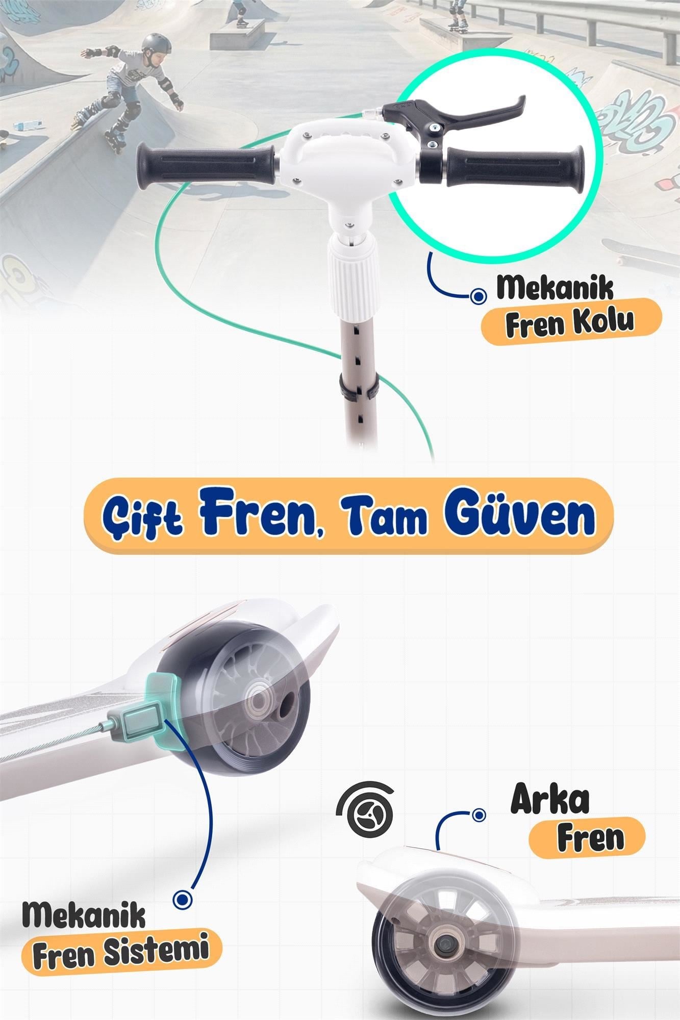 Prego Veyron Bluetoothlu Müzikli Işıklı Çocuk Scooter Bej K-660