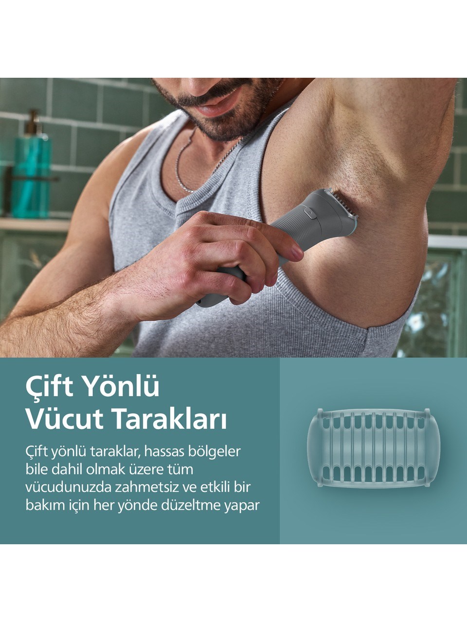 Philips Vücut Bakım 3000 Serisi Duşa Uygun, Hassas Bölge ve Vücut Tıraş Makinesi - BG3480/15