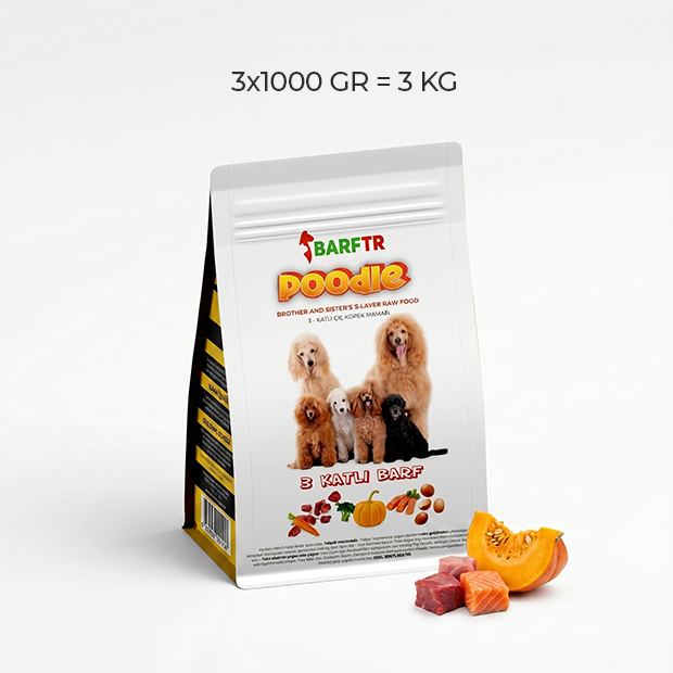 3 Katlı Barf Köpek Maması 3 Kg 1000 gr Tekli Ambalajlarda
