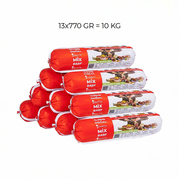 Mix Barf 10 kg 770 GR Salam Paket Tekli Ambalajlarda Köpek Maması