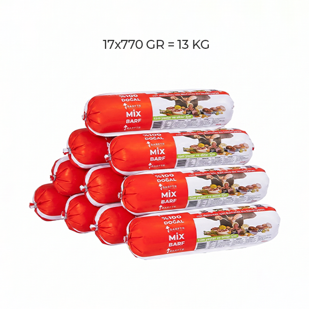 Mix Barf 13 kg 770 GR Salam Paket Tekli Ambalajlarda Köpek Maması