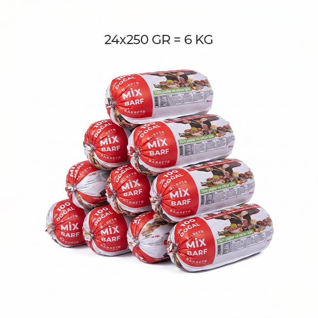 Mix Barf 6 kg 250 GR Salam Paket Tekli Ambalajlarda Köpek MamasI
