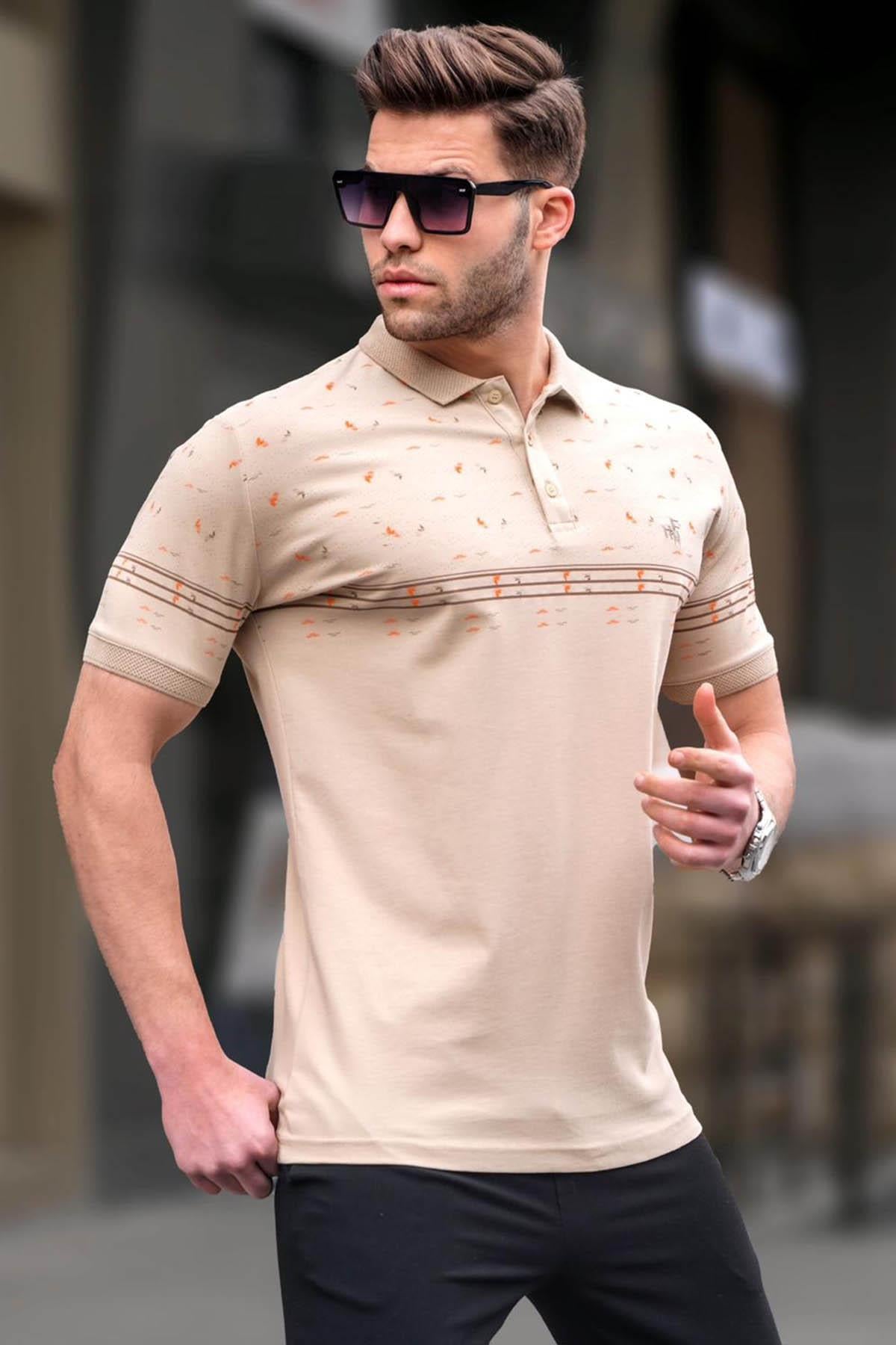 Bej Erkek Polo Yaka Tişört 6077