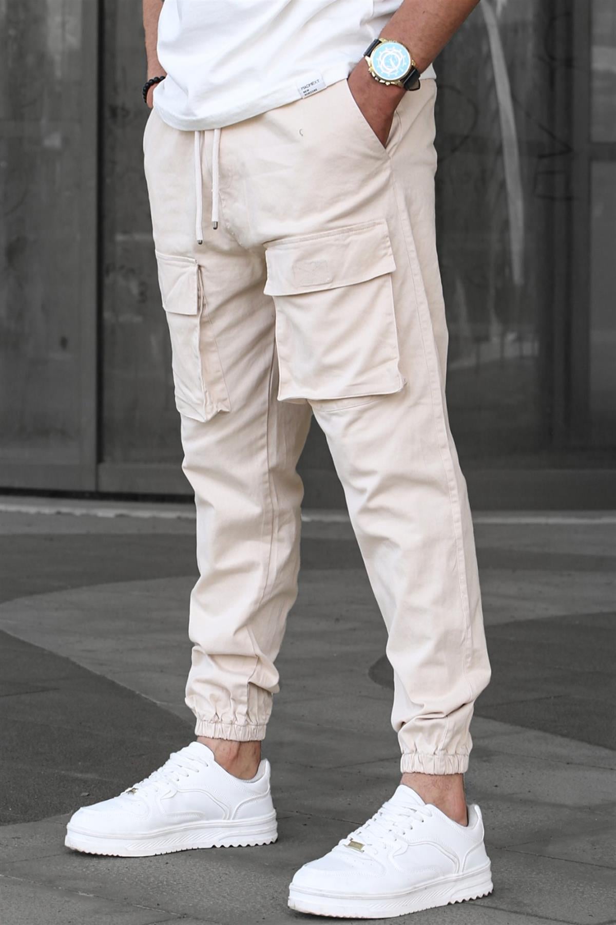 Bej Kargo Cep Erkek Jogger Pantolon 6812