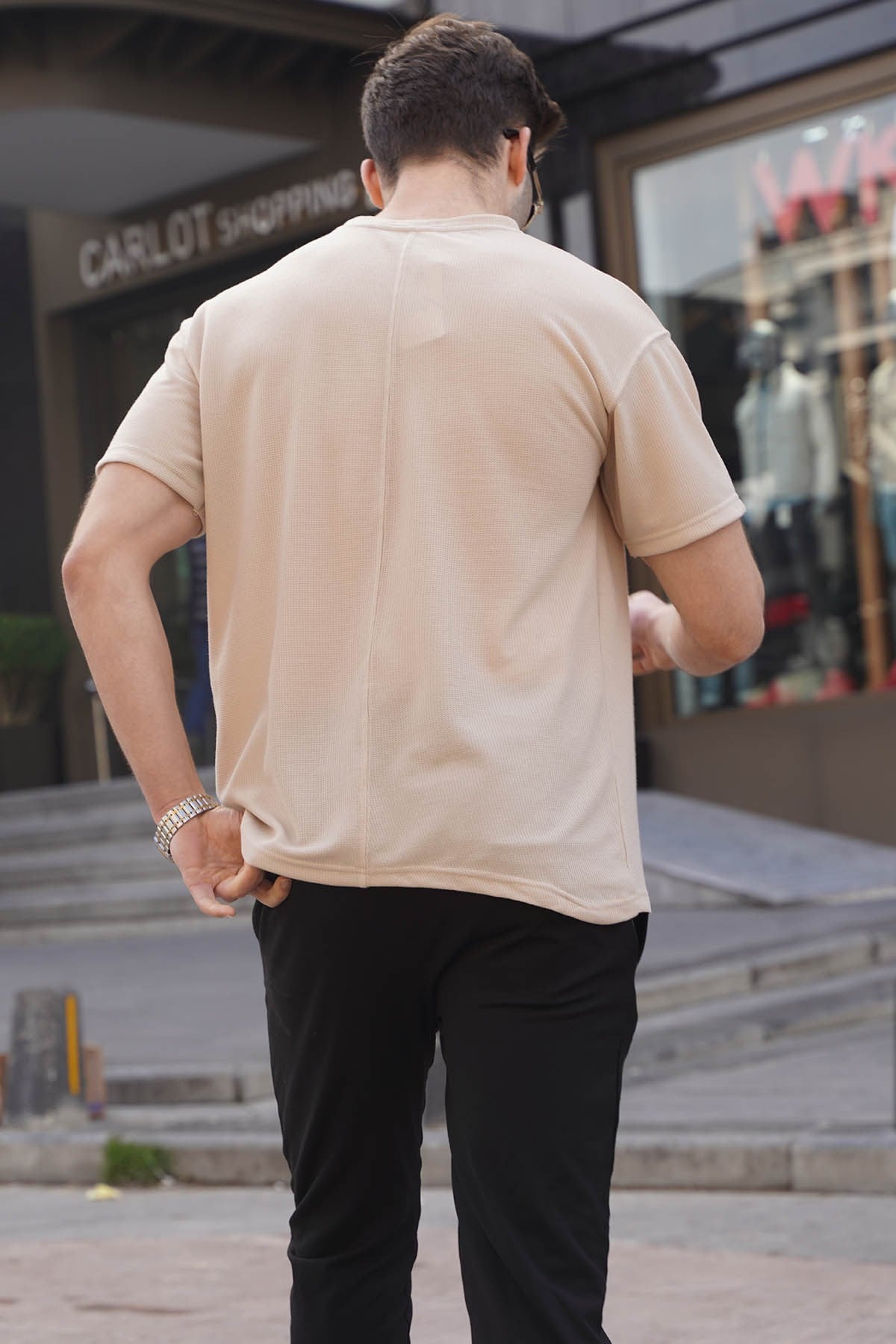 Bej Regular Fit Basic Erkek Tişört 6099
