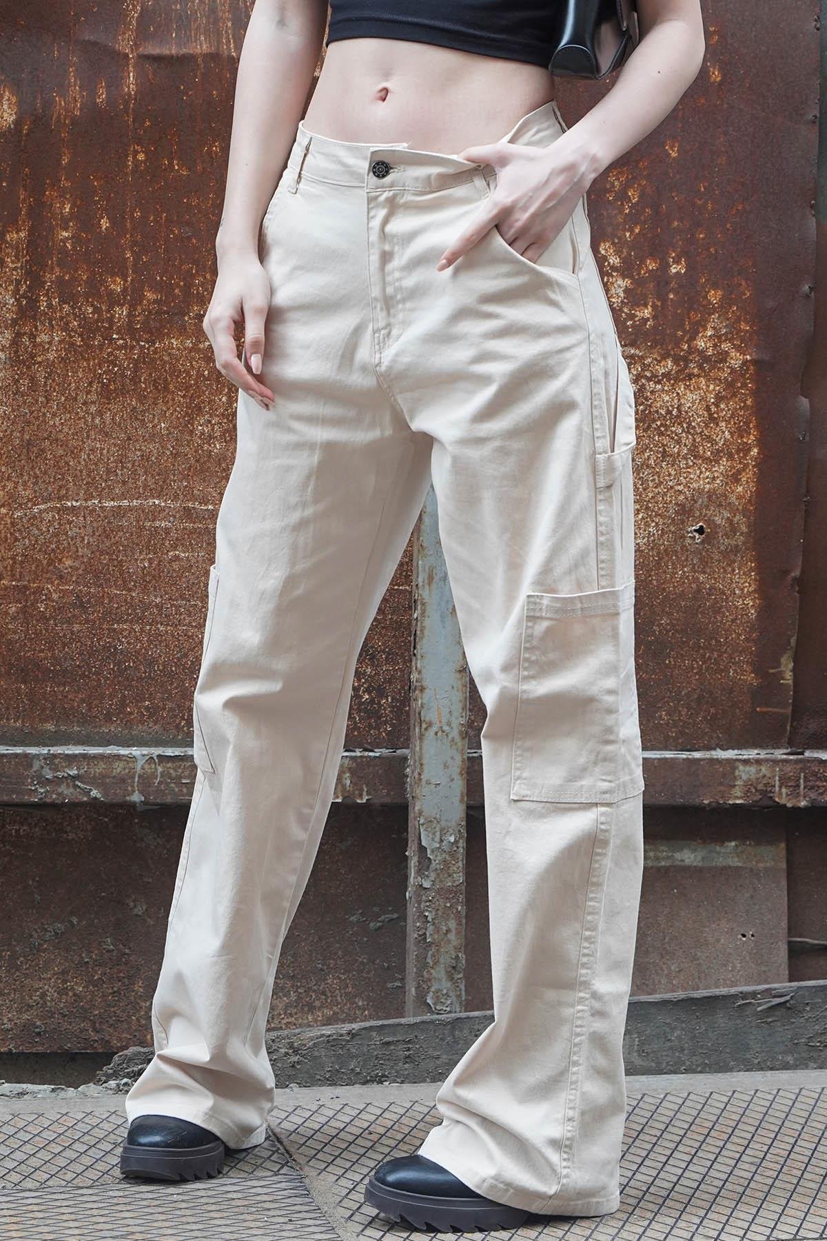 Bej Straight Fit Kargo Pantolon MG1601