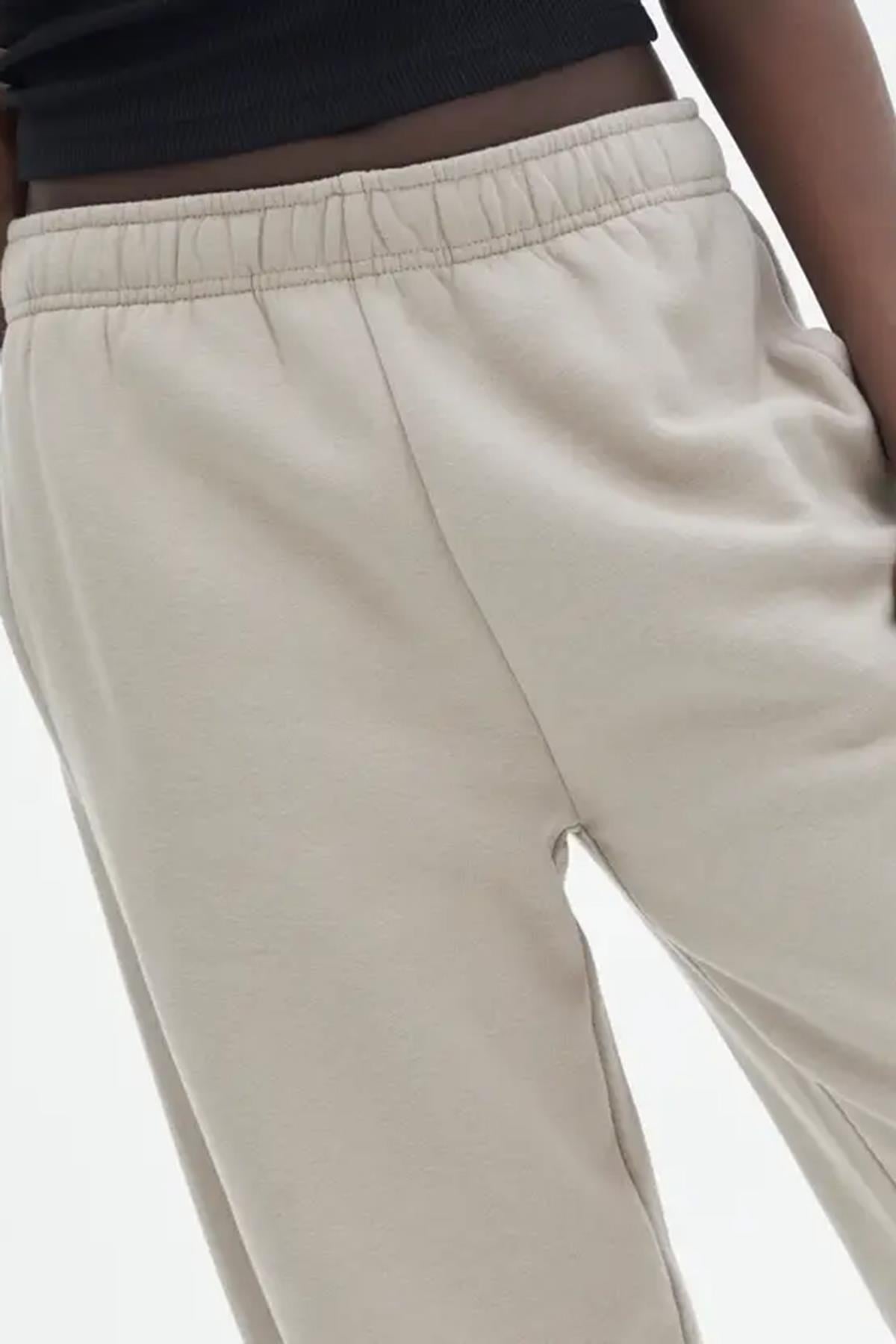 Bej  Wide Leg Basic Eşofman Altı MG1916