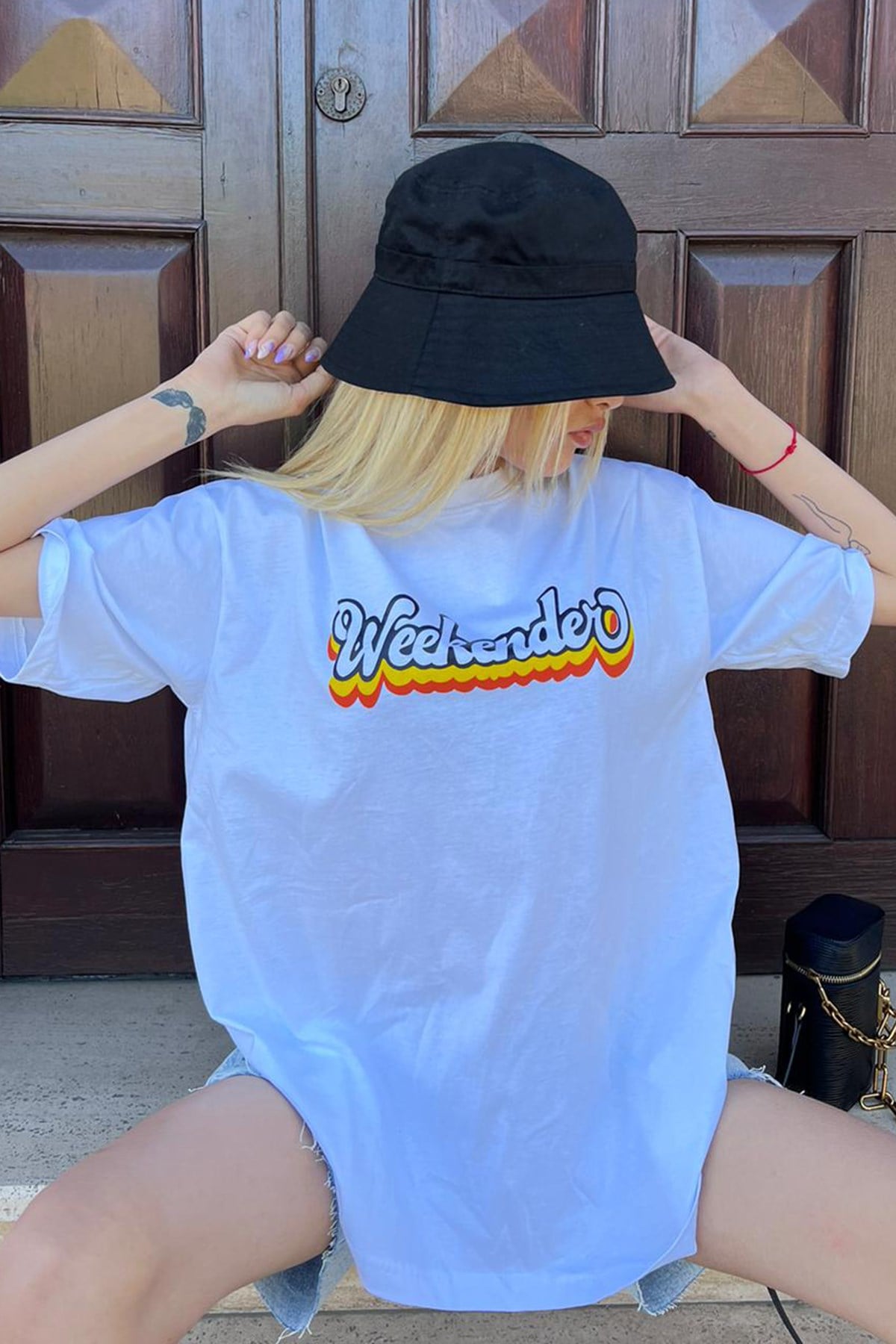 Women Printed Oversize White T-Shirt