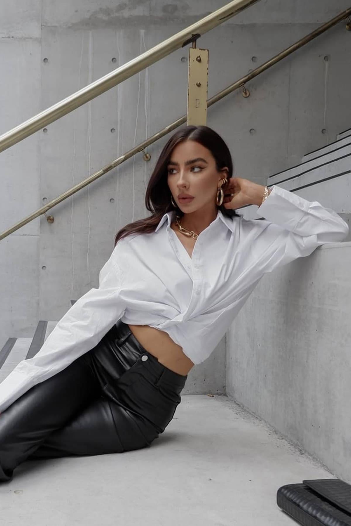 Beyaz Oversize Basic Gömlek MG1794