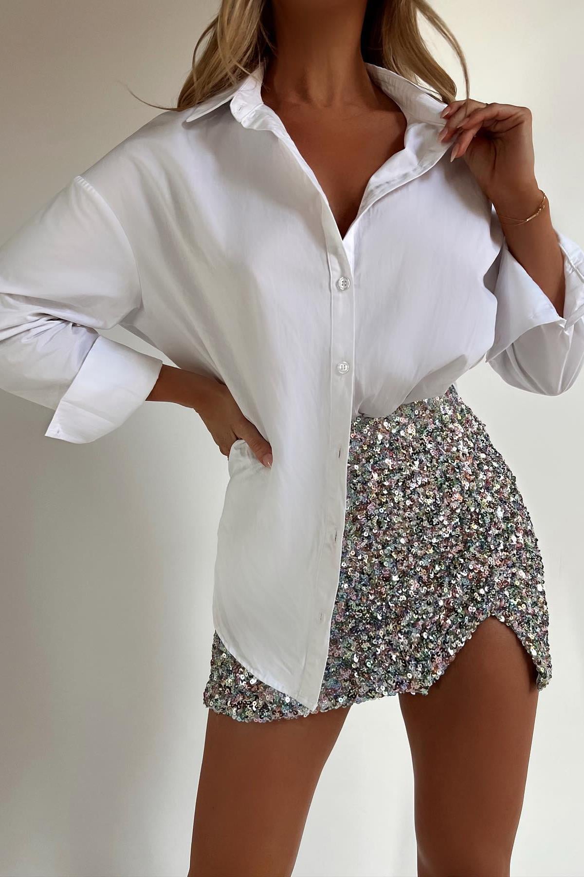 Beyaz Oversize Basic Gömlek MG1794