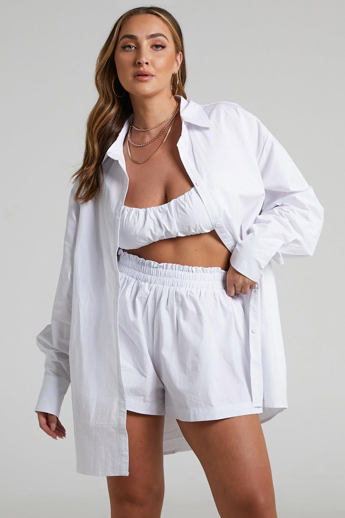 Beyaz Oversize Basic Gömlek MG1794