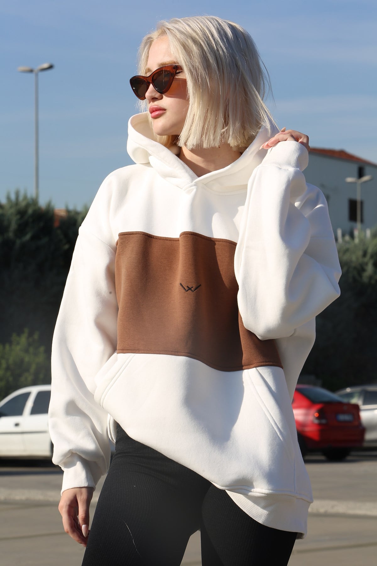 White Block Color Sweatshirt MG1544