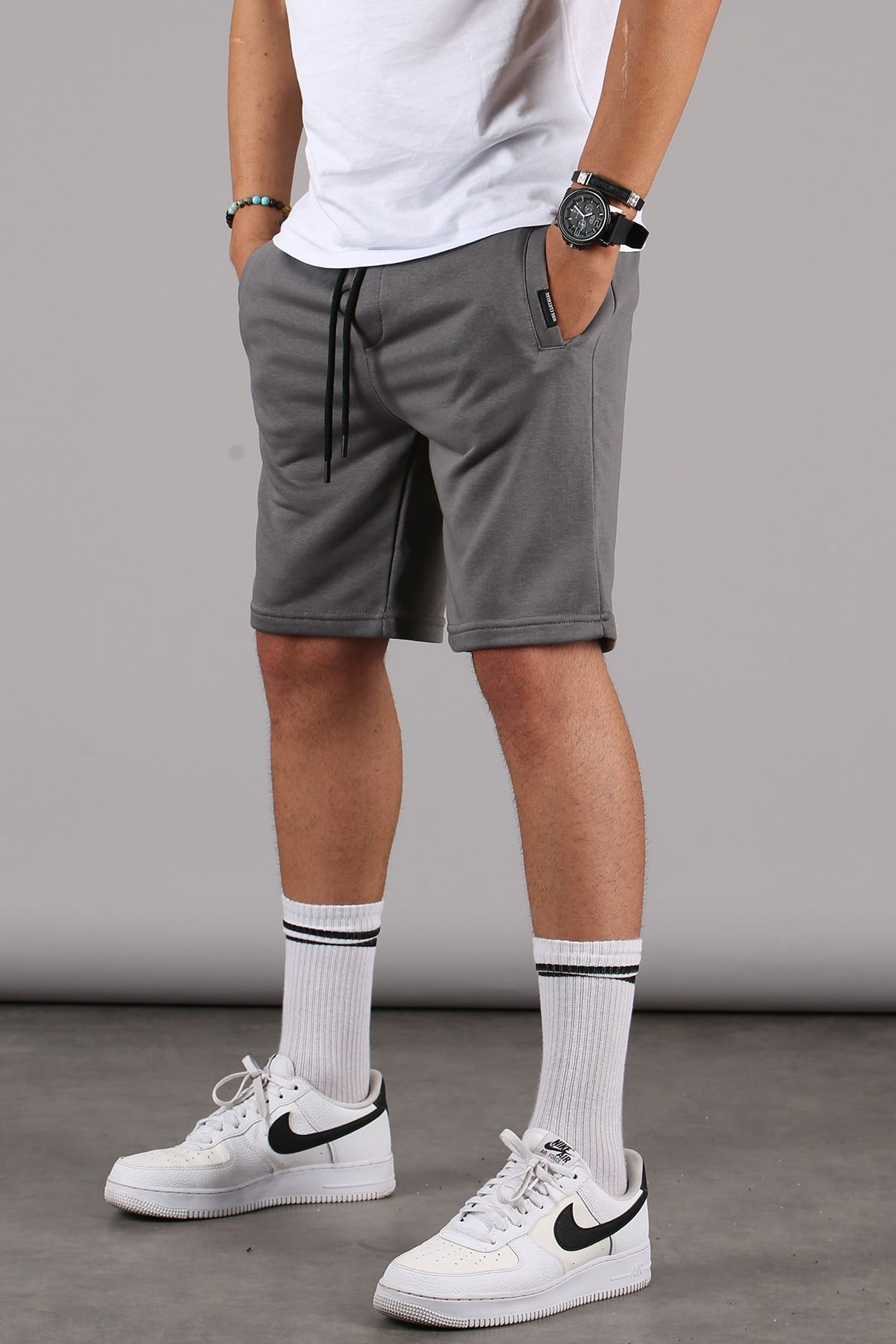 Beyaz-Siyah-Füme Regular Fit 3'lü Şort Seti 5790