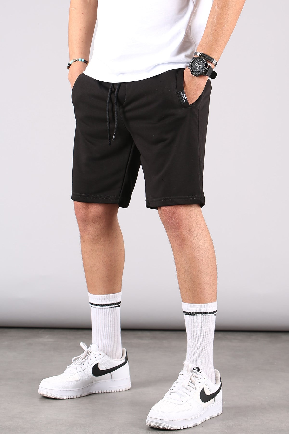 Beyaz-Siyah-Füme Regular Fit 3'lü Şort Seti 5790