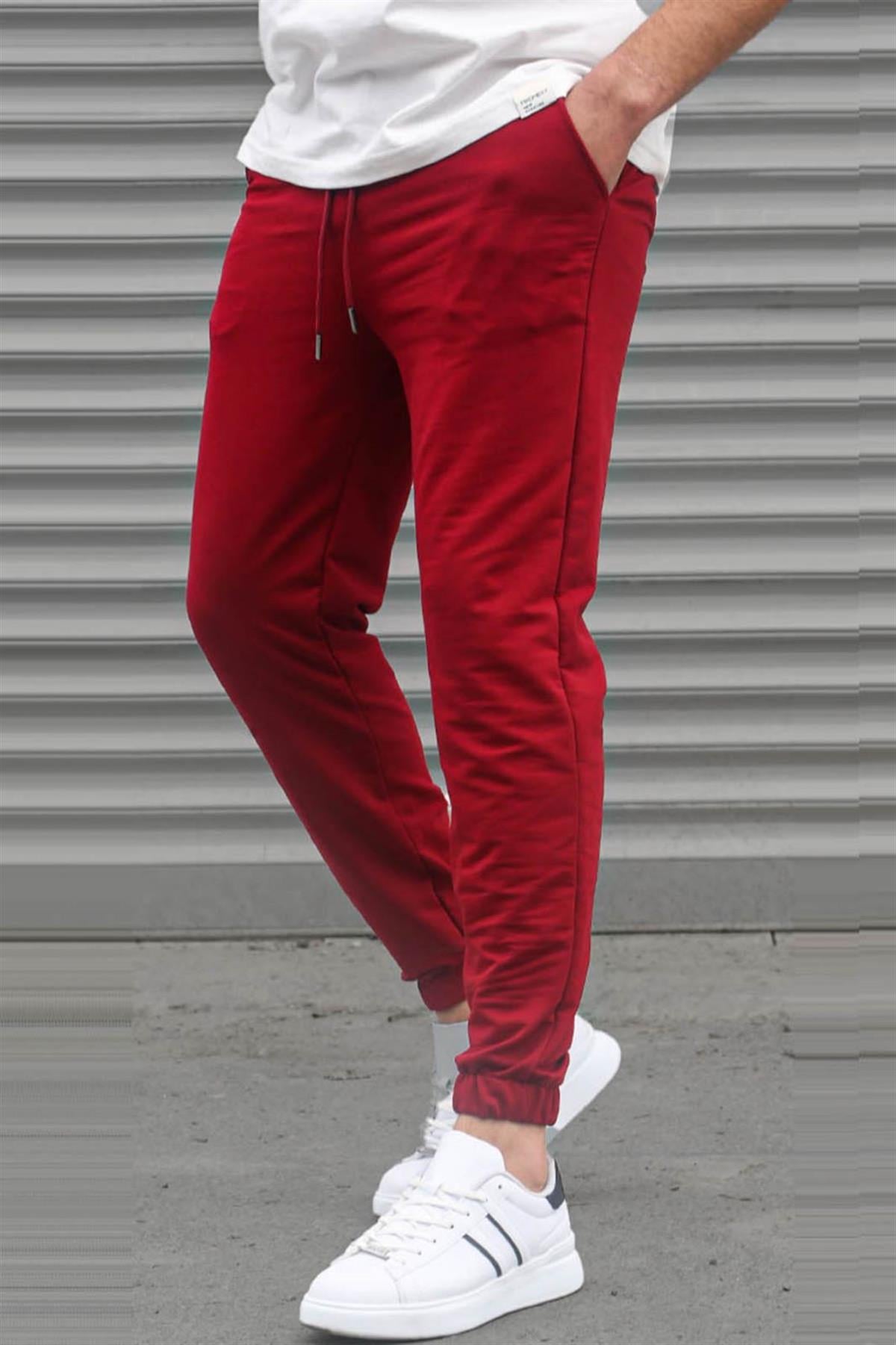 Bordo Basic Paçası Lastikli Erkek Eşofman 5494