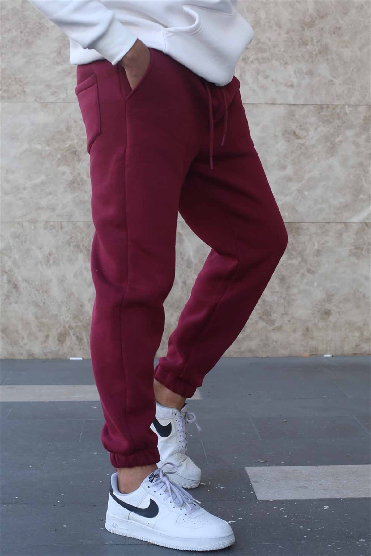 Bordo Şardonlu Basic Erkek Eşofman Altı 5482