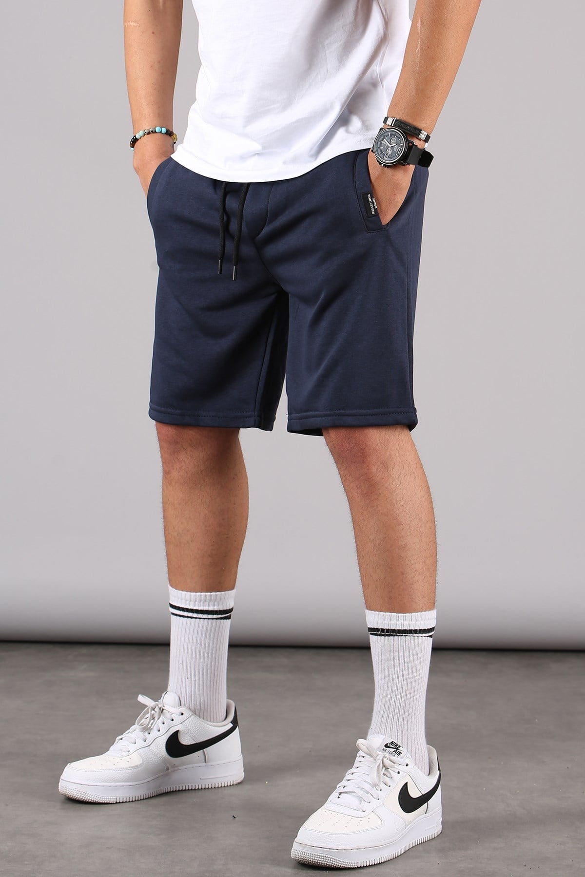 Boyalı Gri- Siyah-Lacivert Regular Fit 3'lü Şort Seti 5790
