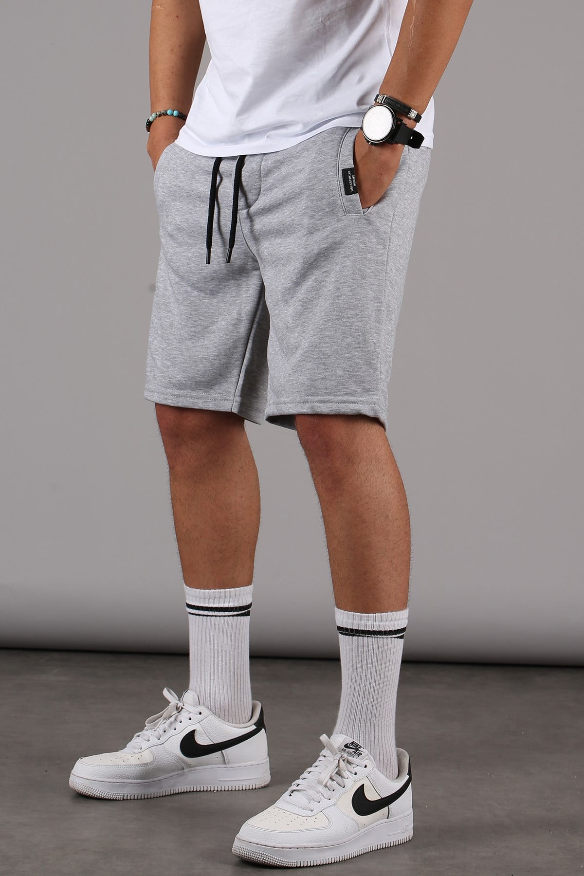 Boyalı Gri- Siyah-Lacivert Regular Fit 3'lü Şort Seti 5790