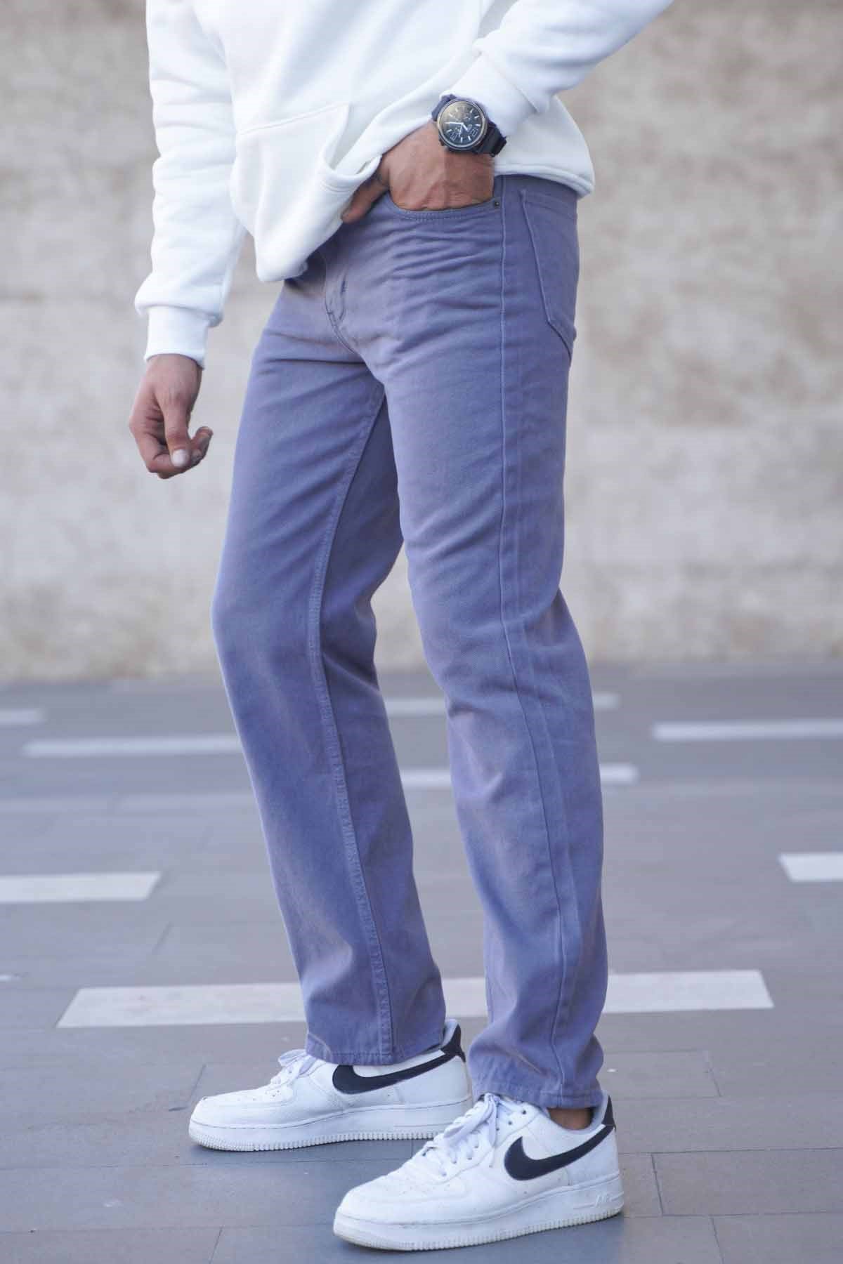 Boyalı Gri Straight Fit Erkek Jean Pantolon 6312
