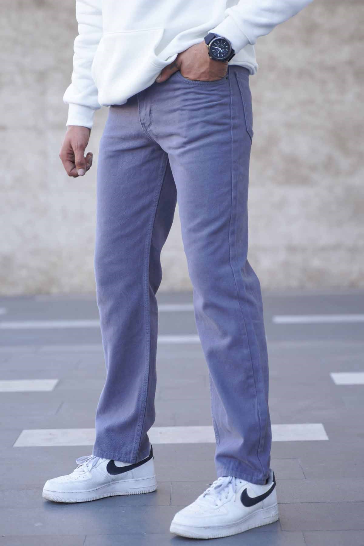 Boyalı Gri Straight Fit Erkek Jean Pantolon 6312