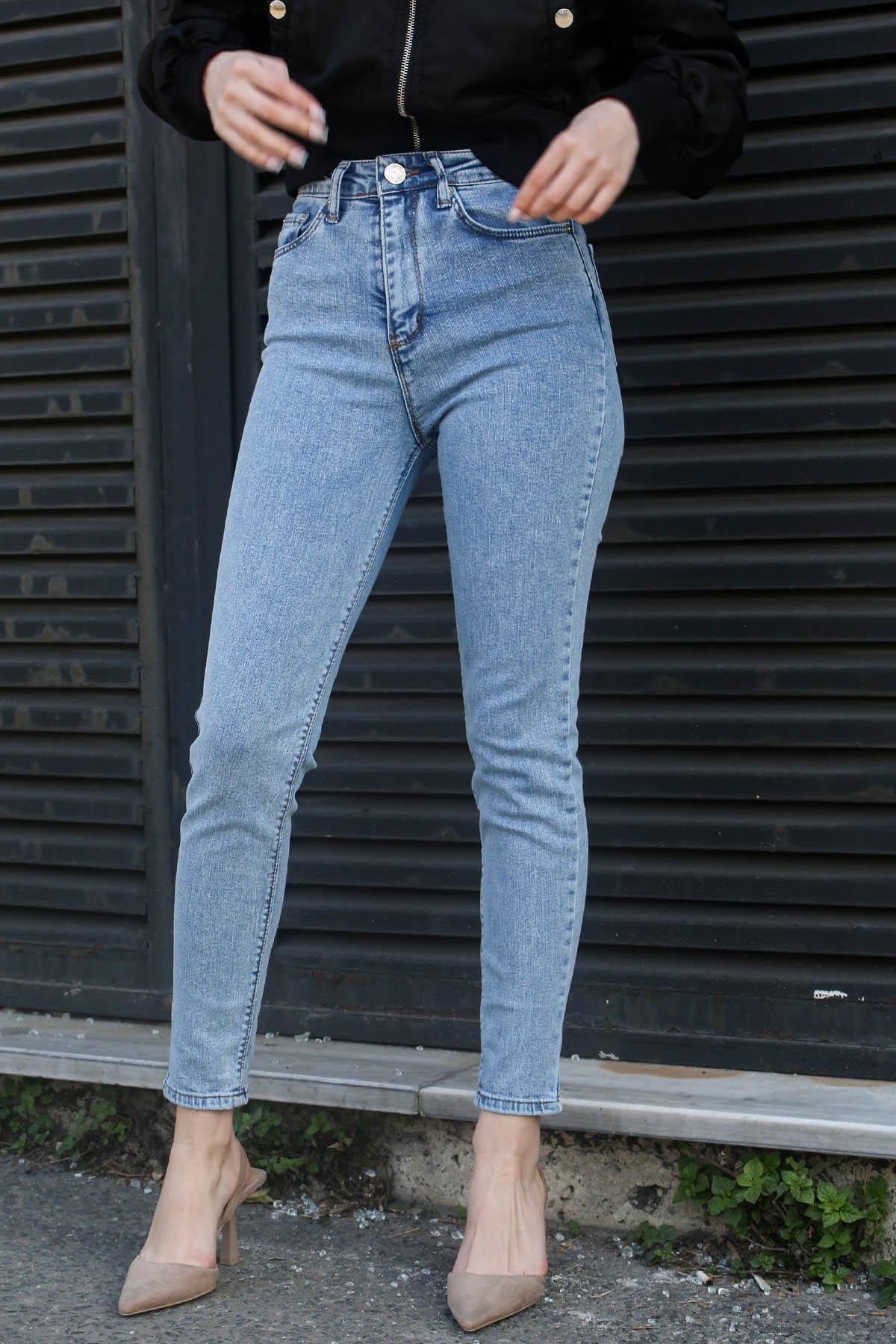 Buz Mavisi Yüksek Bel Skinny Fit Jean MG1606