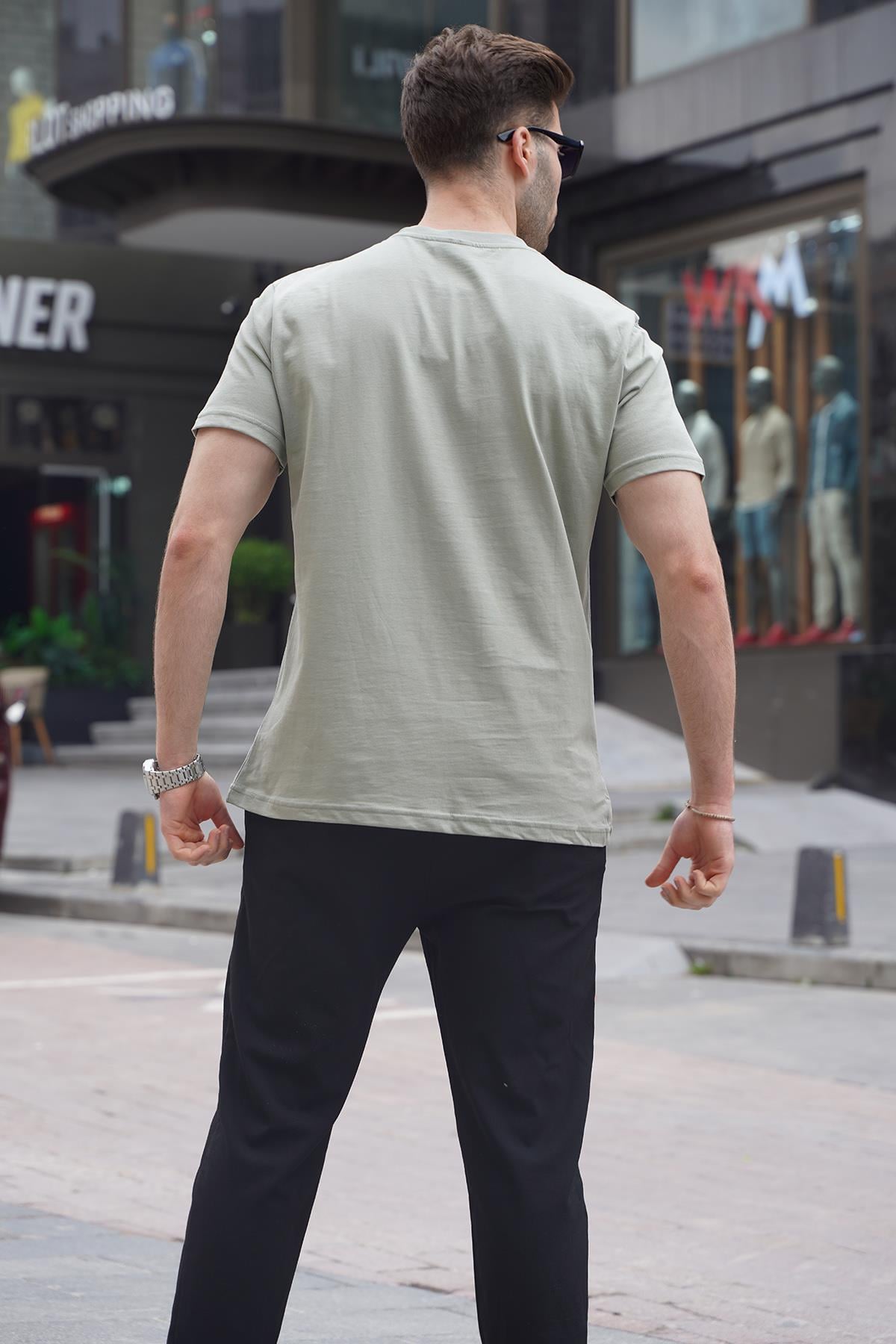 Çağla Yeşili Regular Fit Basic Erkek Tişört 6131