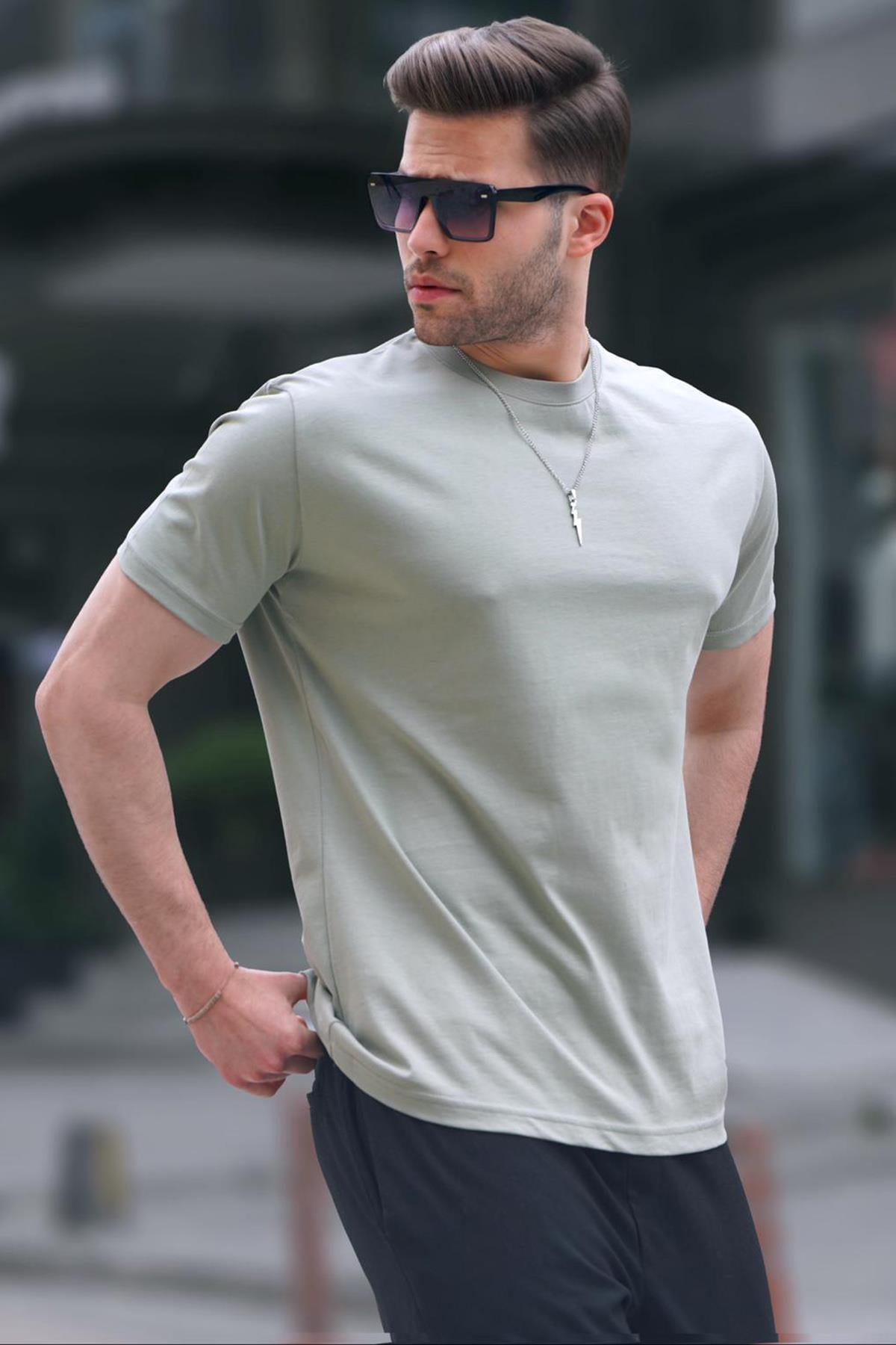 Çağla Yeşili Regular Fit Basic Erkek Tişört 6131