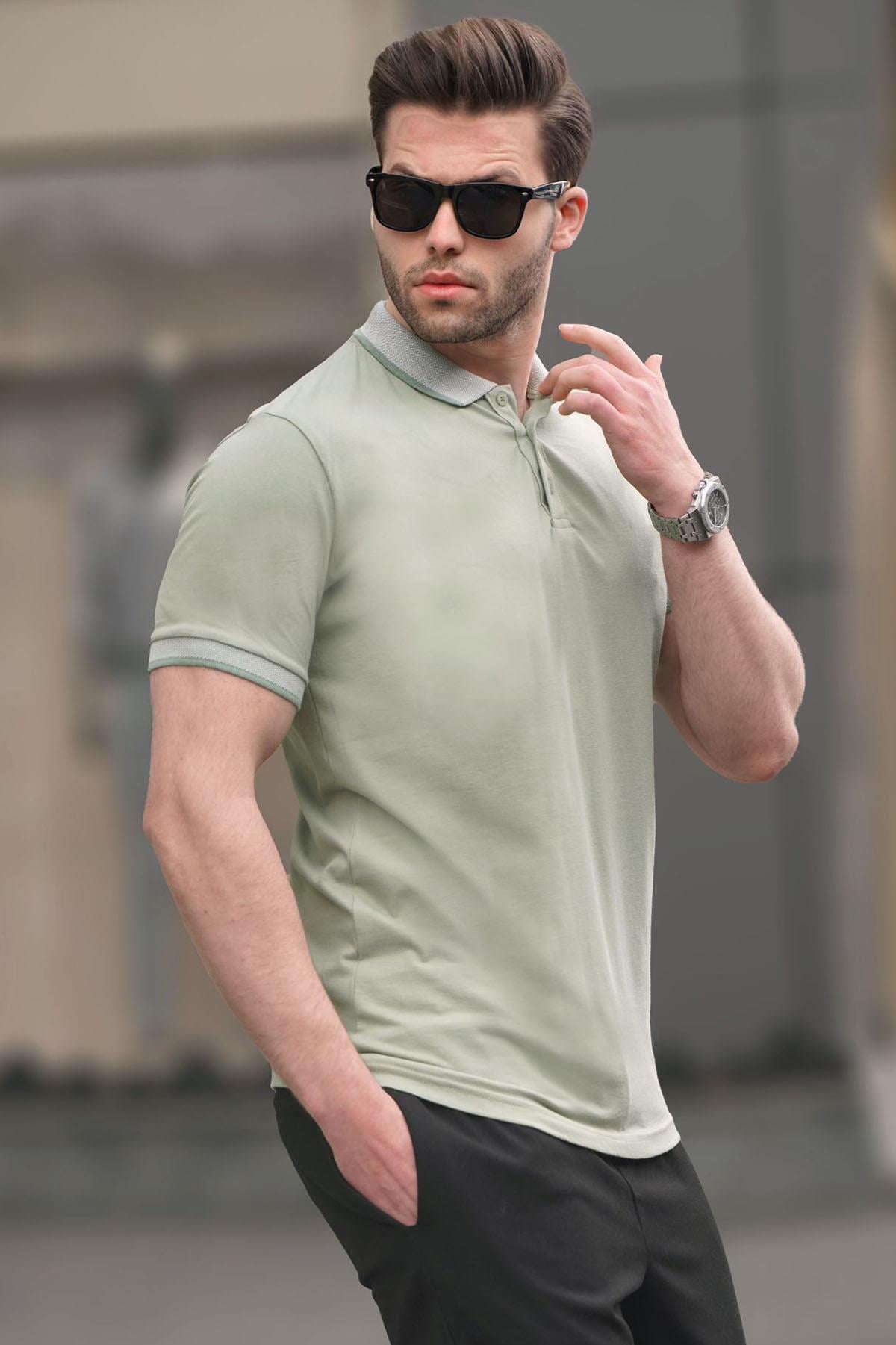 Çağla Yeşili Regular Fit Erkek Polo Yaka Tişört 6105