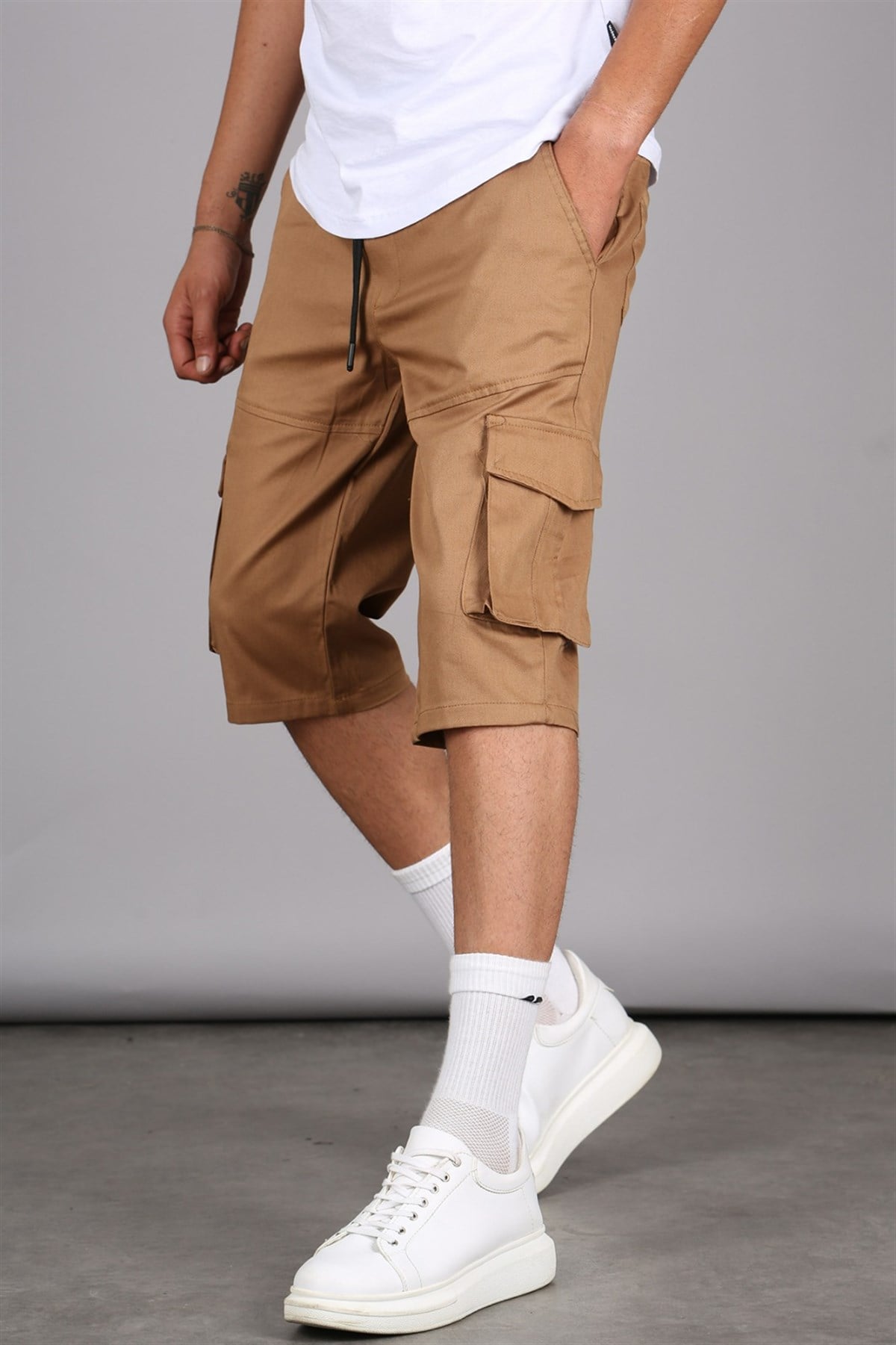 Camel Basic Kargo Cep Erkek Kapri Şort 5473