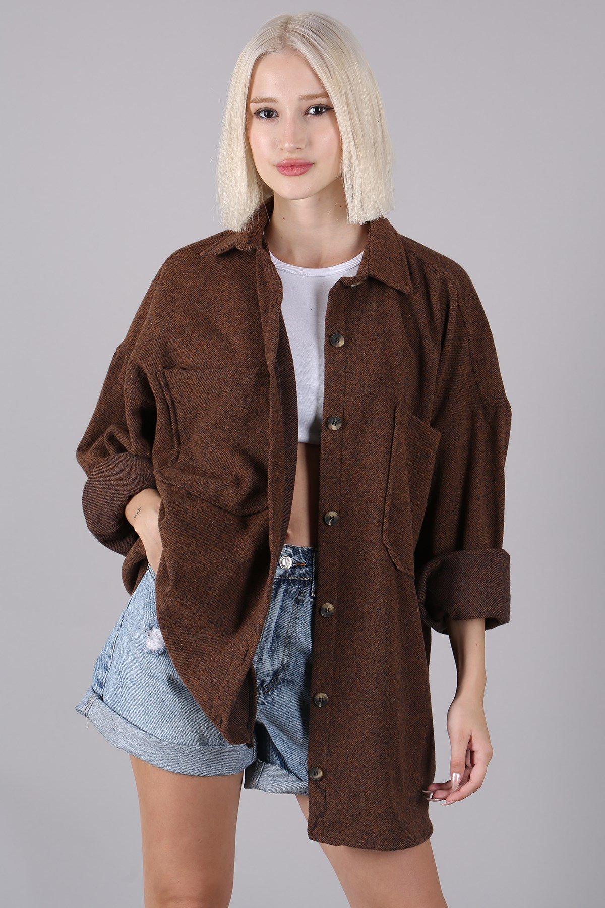 Camel Oversize Gömlek Ceket MG1562