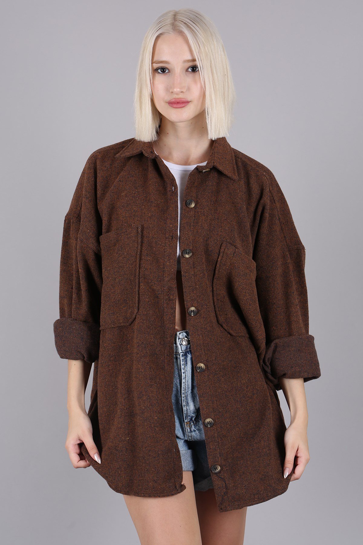 Camel Oversize Gömlek Ceket MG1562