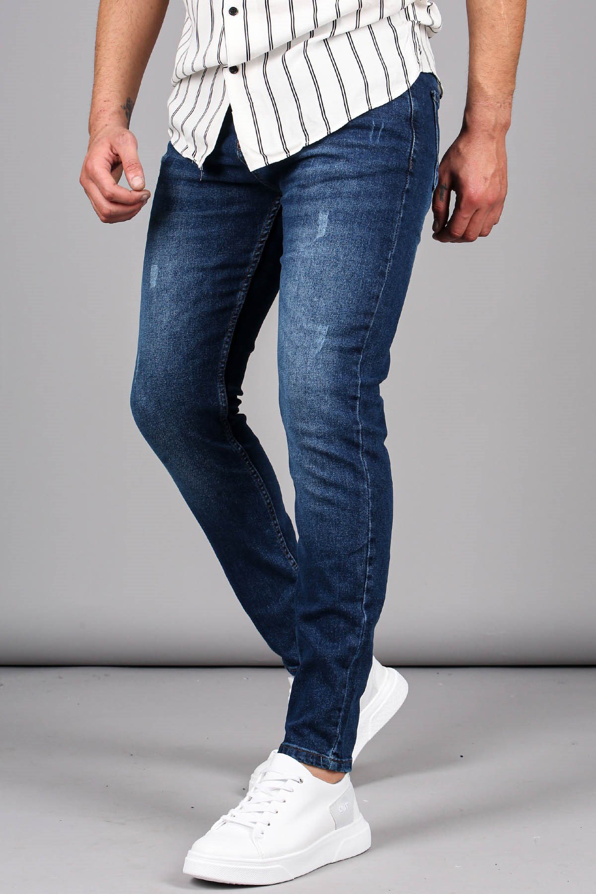 Düz Paça Rahat Kesim Erkek Mavi Jeans 6328