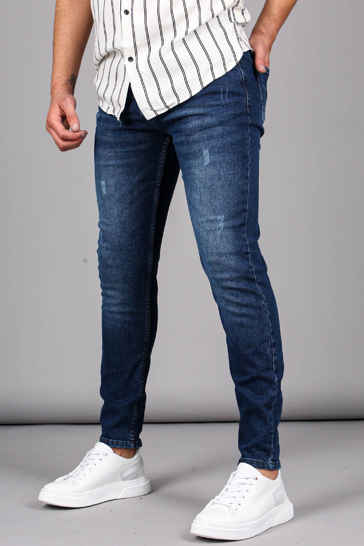 Düz Paça Rahat Kesim Erkek Mavi Jeans 6328