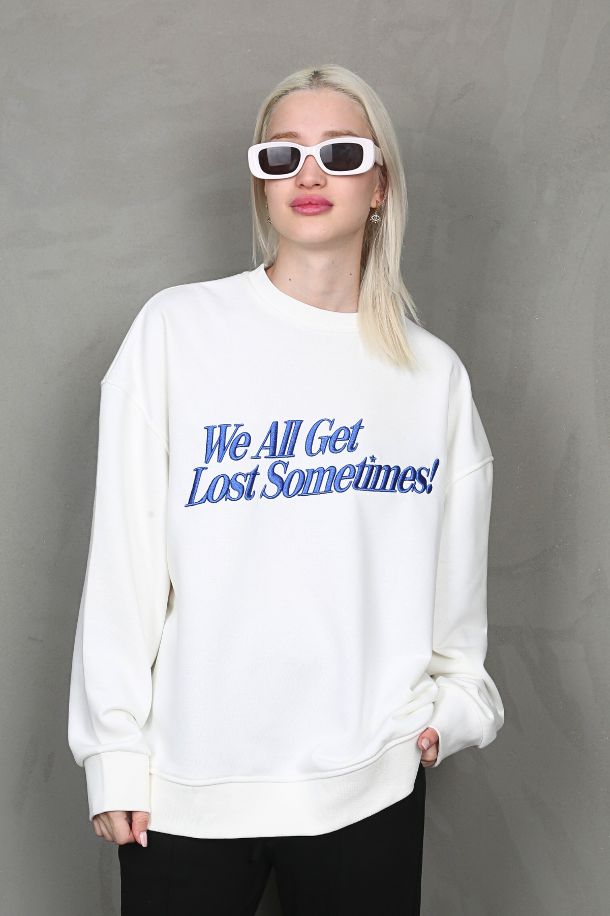 Ekru Baskılı Sweatshirt MG1901