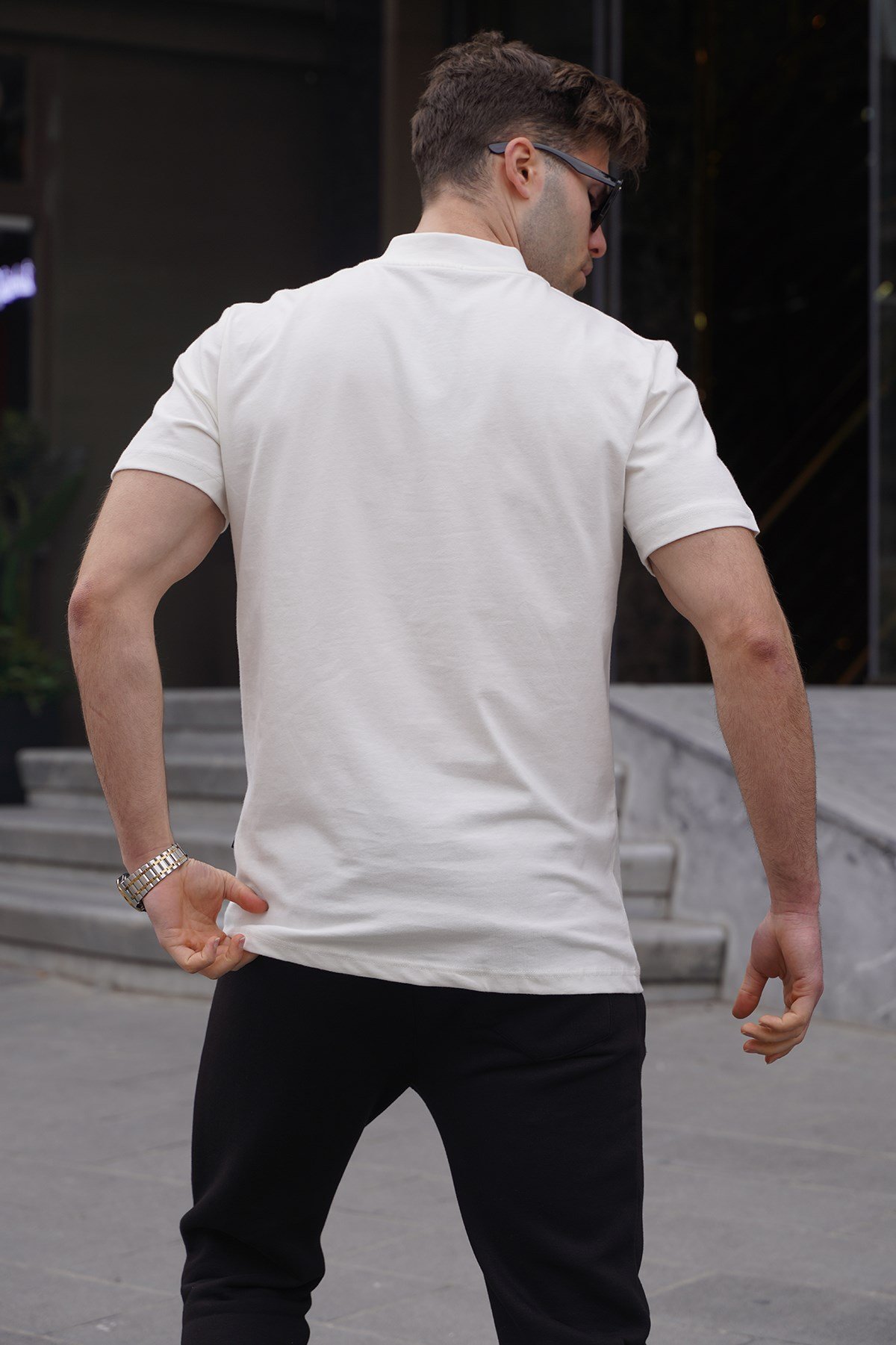 Ekru Hakim Yaka Erkek Tişört 6067
