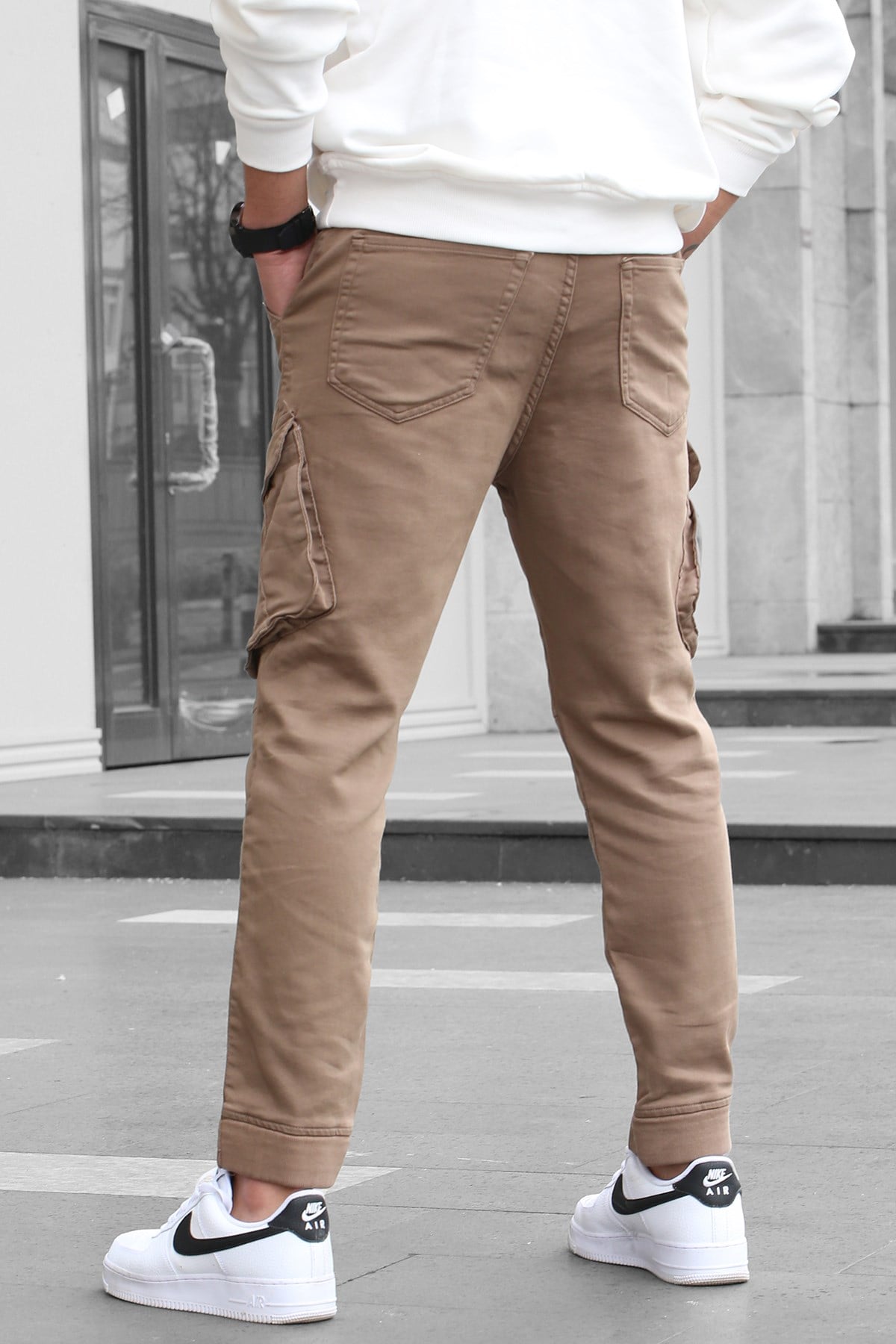 Erkek Camel Slim Fit Kargo Cep Pantolon 5714
