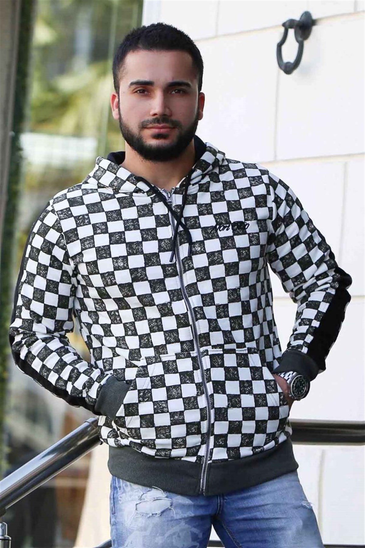 Erkek Haki Kapşonlu Sweatshirt 2746