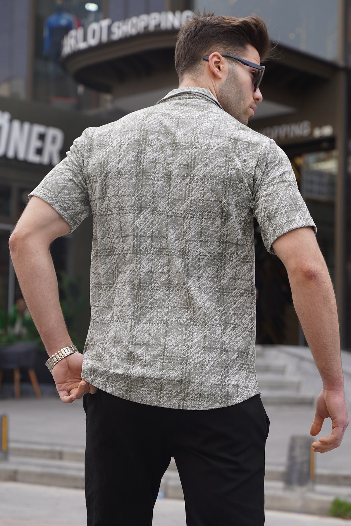 Erkek Mint Yeşili Klasik Yaka Regular Fit Kısa Kollu Gömlek 5583