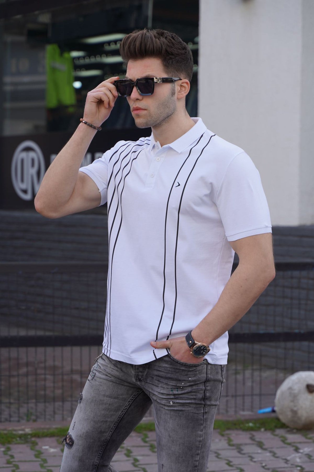 Erkek Polo Yaka Beyaz Tişört 5822