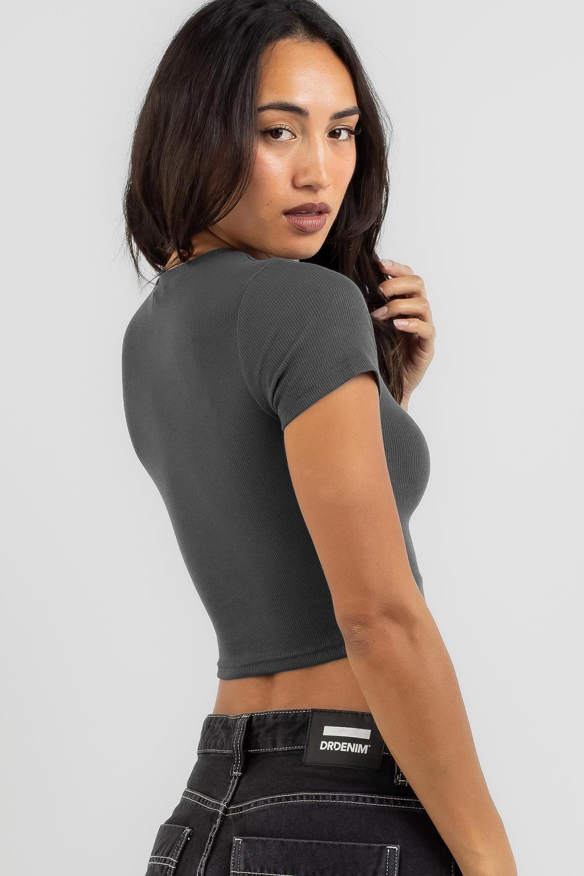 Füme Basic Crop Kadın Tişört MG1772