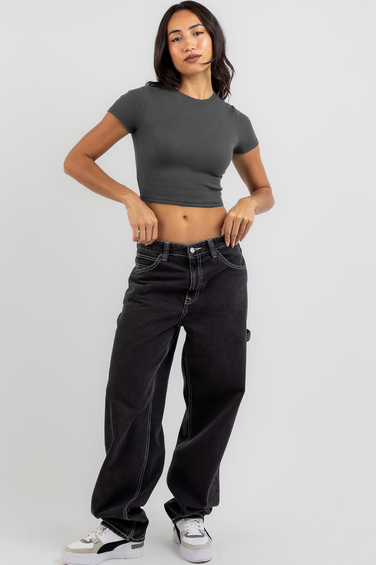 Füme Basic Crop Kadın Tişört MG1772