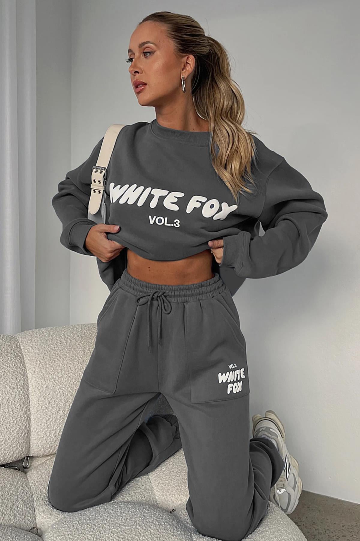 Füme  Bisiklet Yaka Baskılı Sweatshirt MG1904