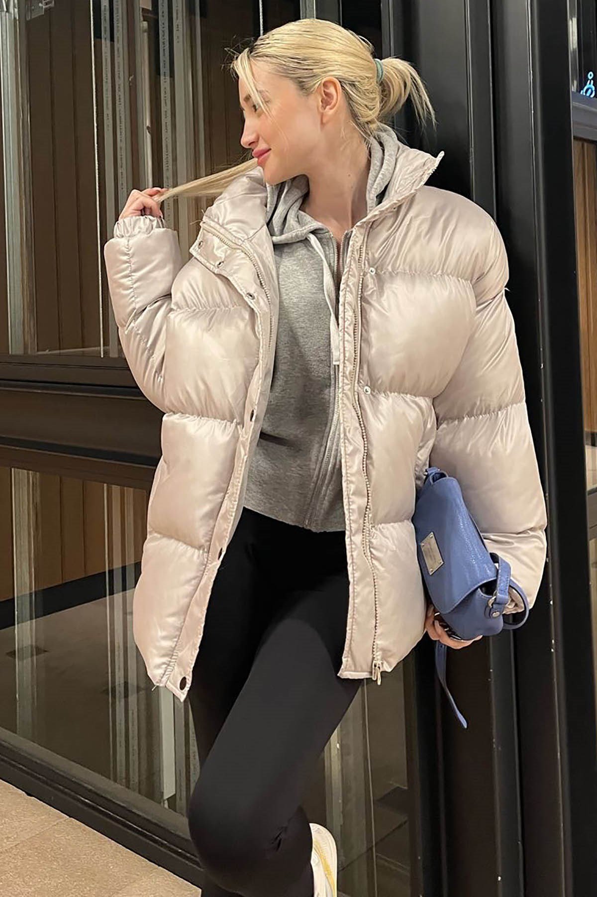 Gri Basic Oversize Kadın Şişme Mont MG1582