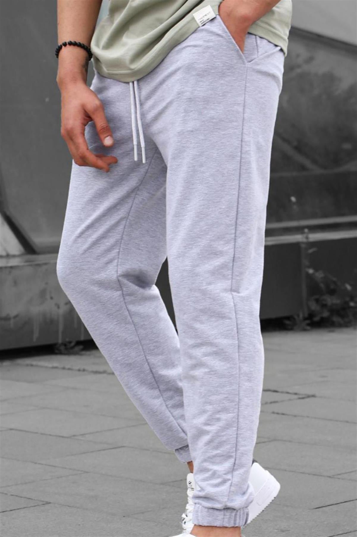 Gri Basic Paçası Lastikli Erkek Eşofman 5494
