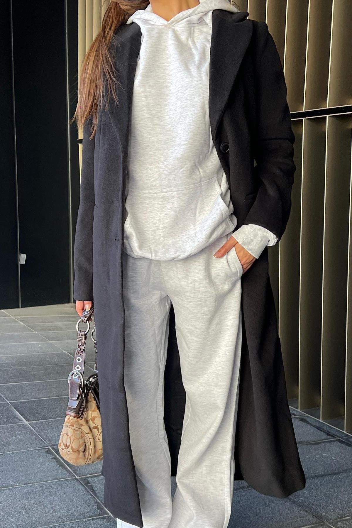 Bej Wide Leg Basic Eşofman Altı MG1916